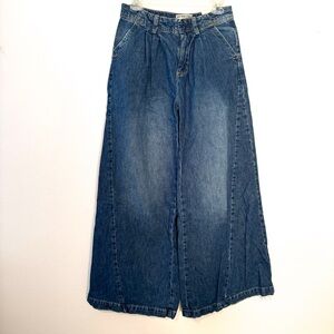 NWOT We The Free Equinox Denim Trouser Pleated with Wide Flare Size 25